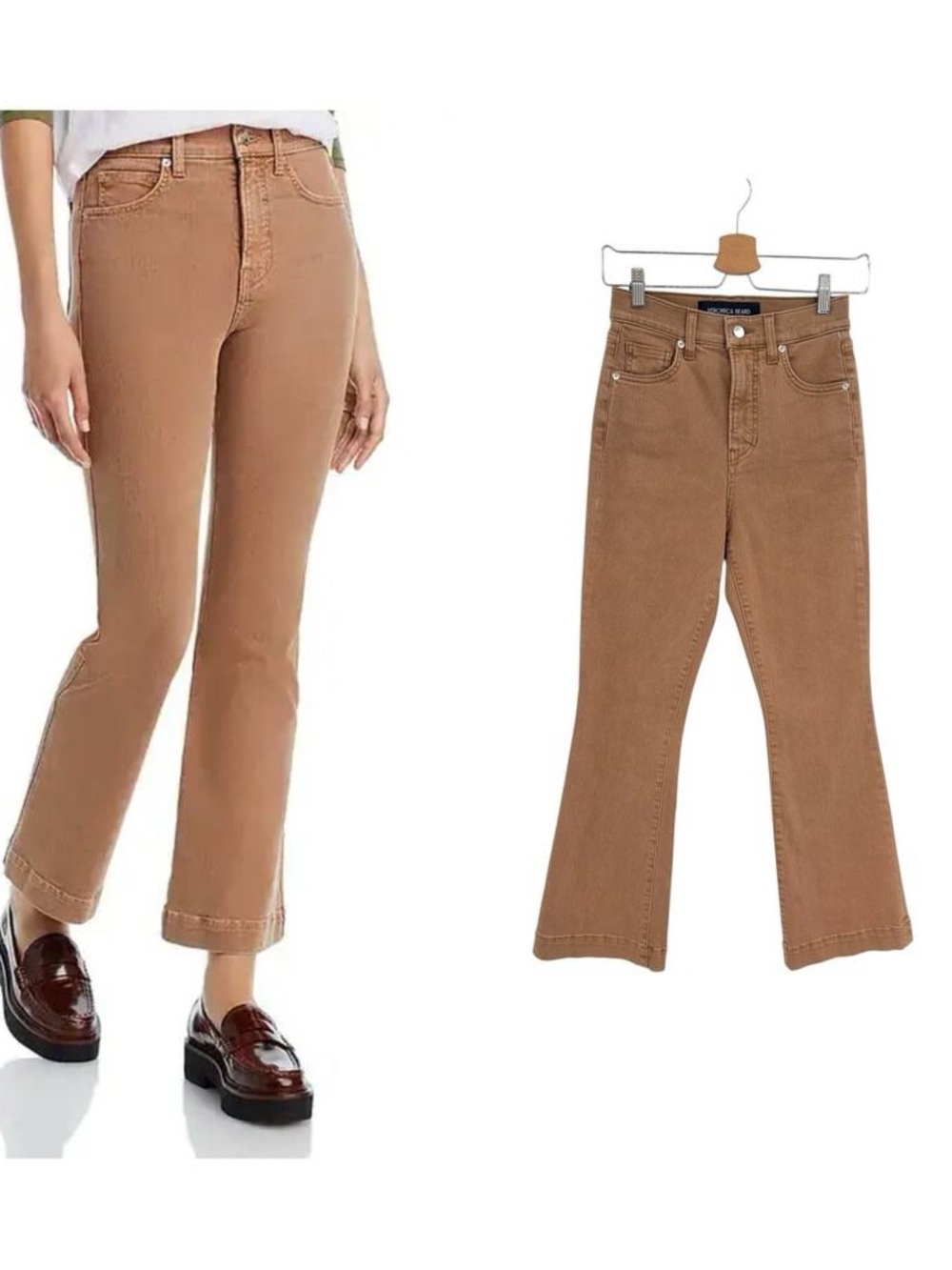 NWT Veronica Beard Carson Tan Sierra High Rise Ankle Flare Jeans Size 26